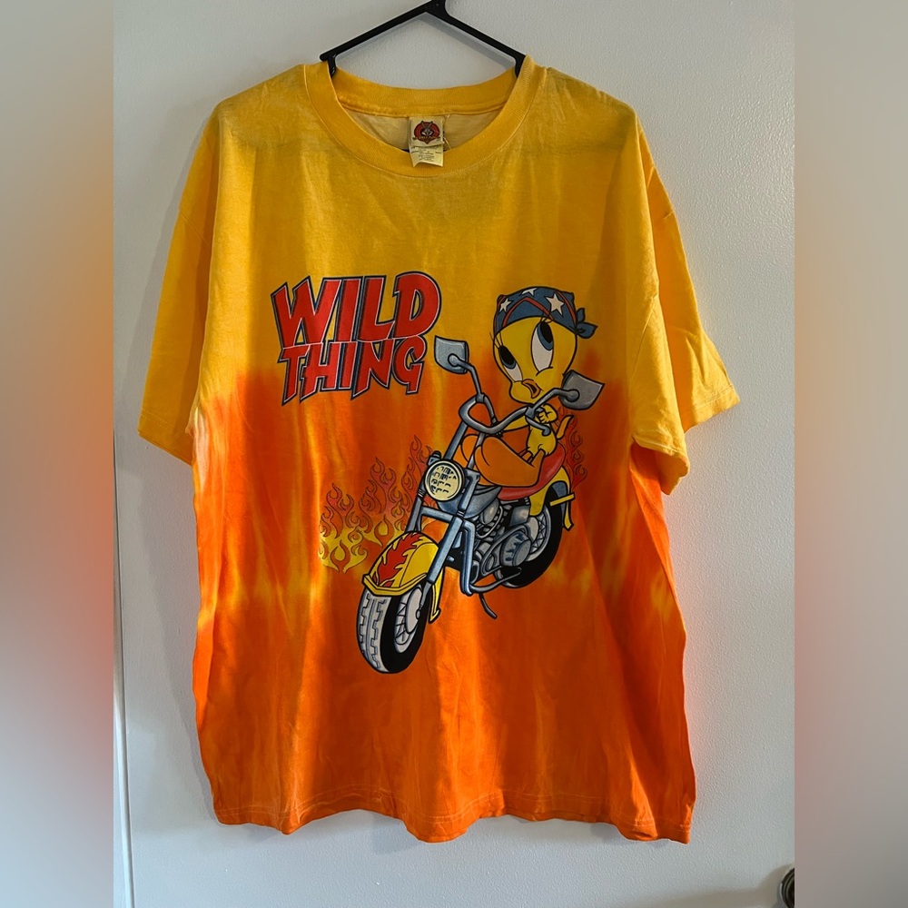 Unisex Wild Thing Tweety Bird Tie Dye TShirt - Orange and Yellow